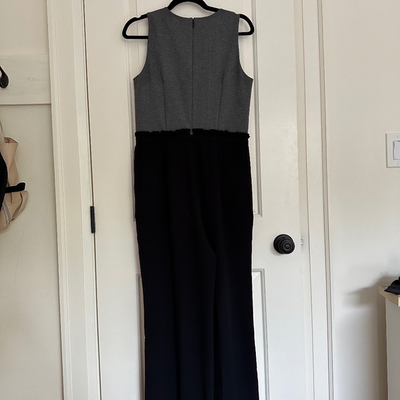 J. Crew 365 Wide Leg Combo Jumpsuit Black Grey Malt Ruffle Waist J7995 (Size 4) - Picture 5 of 8